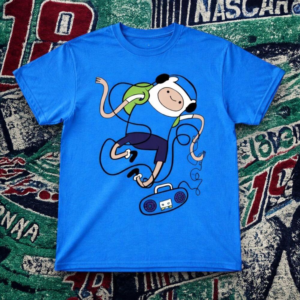Y2K Cartoon Finn Adventure Time Graphic Tee Blue Unisex